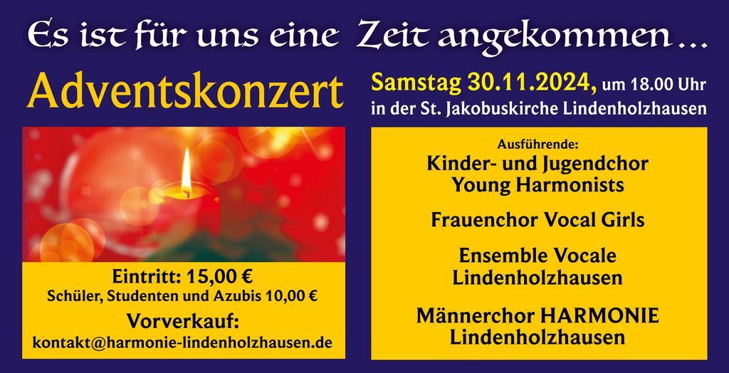  Eintrittskarten im Vorverkauf gibt es bis 24.11. unter E-Mail „kontakt@harmonie-lindenholzhausen.de“ oder an der Abendkasse so lange der Vorrat reicht. 