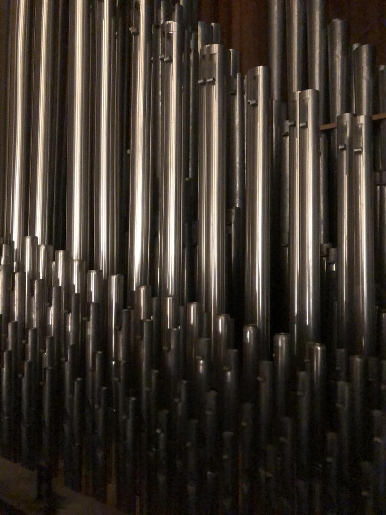  Pfeifenreihen der großen Orgel in der Limburger Pallottinerkirche. 