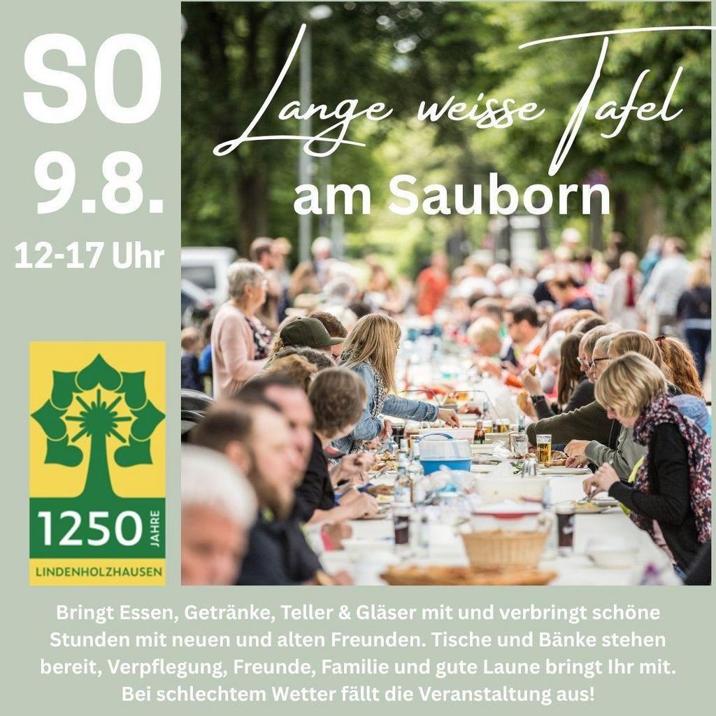 Lange weiße Tafel am Sauborn