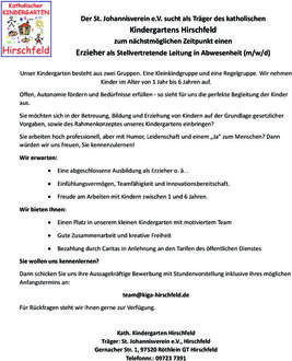 Onlinelesen - Kindergarten Hirschfeld - Stellenausschreibungen Erzieher