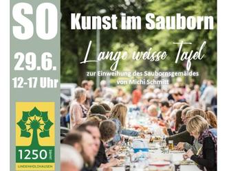 1250 Jahre Lindenholzhausen - Lange weisse Tafel am Sauborn